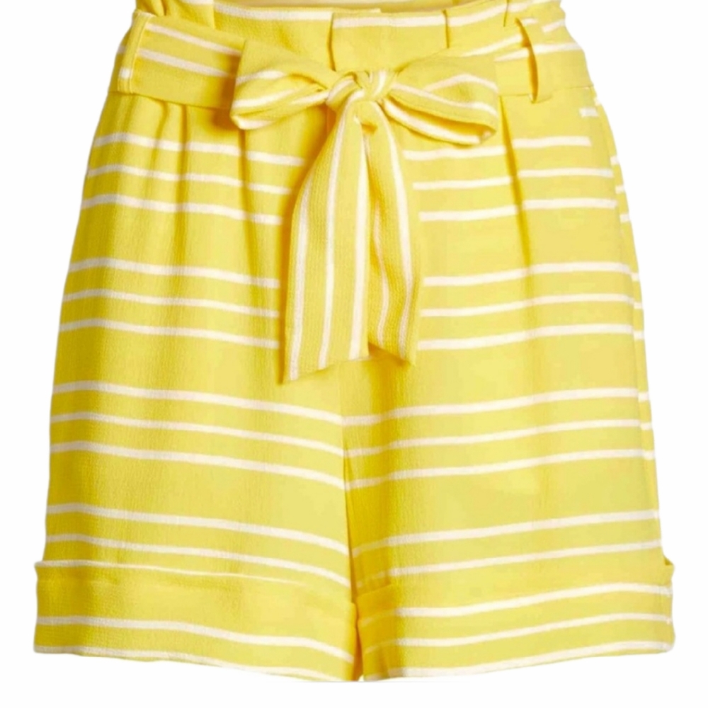 Gibson Paper bag high waist front tie shorts